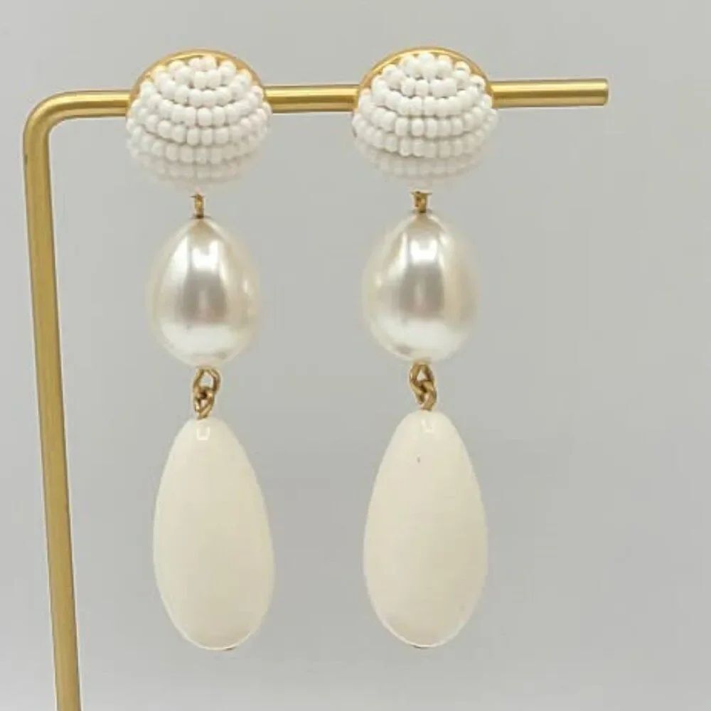 J Crew Bead and Pearl Drop Earrings NWOT!